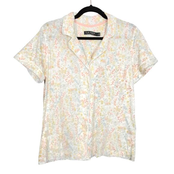 Lauren Ralph Lauren Black Label Pajama Set L Bermuda Shorts Notch Collar Floral - Picture 2 of 16